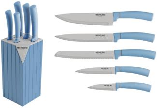 Michelino 6-tlg. Messerblock Serie Alythia Klingen Küchenmesser Kochmesser Messer Blau