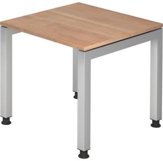 Schreibtisch JS08 U-Fuß / 4-Fuß eckig 80x80cm Nussbaum Gestellfarbe: Silber
