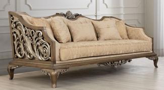 Casa Padrino Luxus Barock Sofa Beige / Gold / Braun / Silber