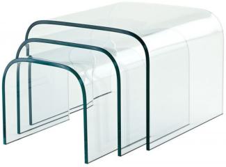 Casa Padrino Luxus Art Deco Designer Glas Beistelltisch 3er Set - Luxus Kollektion