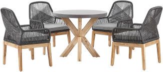 Gartenmöbel Set Faserzement grau ⌀ 90 cm 4-Sitzer Stühle schwarz grau OLBIA