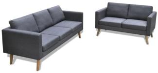 vidaXL Sofa Set 2-Sitzer und 3-Sitzer Stoff Dunkelgrau