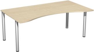 Schreibtisch '4 Fuß Flex', feste Höhe 180x100cm, Ahorn / Silber