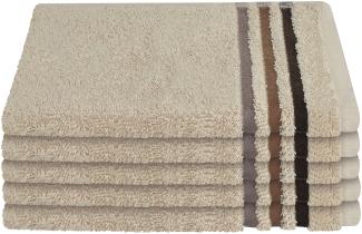 Schiesser Gästehandtuch Skyline, 5er Set, mit Webbordüre, 100% Baumwolle Beige