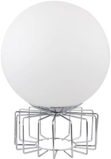 Tischleuchte, Chrom, Glaskugel, Opal, 15 cm