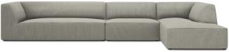 Micadoni 5-Sitzer Modular Ecke rechts Sofa Ruby | Bezug Light Grey | Beinfarbe Black Plastic