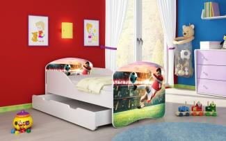 Kinderbett Luna mit Stauraum und verschiedenen Motiven 140x70 Football