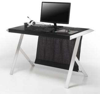Schreibtisch matt schwarz und weiß 127 cm