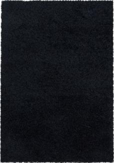 Hochflor Teppich Sima Läufer - 80x250 cm - Schwarz