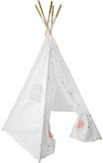 Indianer-Zelt, Tipi für die kleine Prinzessin, Sterne, rosa und gold/ blau, Höhe 160 cm