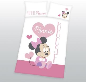 Herding Linon Baby Kinder Bettwäsche Disney Minnie Mouse 100x135 Herz rosa 84620