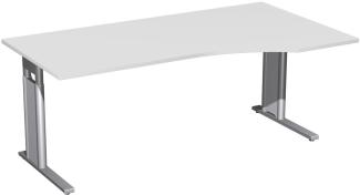 PC-Schreibtisch rechts, höhenverstellbar, 180x100cm, Lichtgrau / Silber