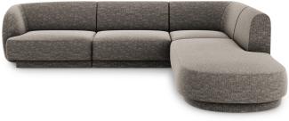 Micadoni 6-Sitzer Ecke rechts Sofa Miley | Bezug Grey | Beinfarbe Black Plastic