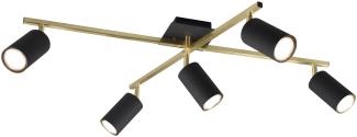 LED Deckenstrahler in Schwarz-Gold 5-flammig Arm & Spots schwenkbar