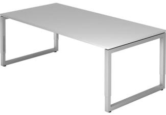Schreibtisch RS2E O-Fuß eckig 200x100cm Grau Gestellfarbe: Silber