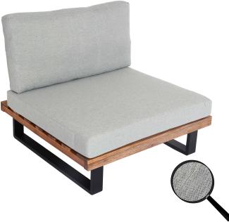 Lounge-Sessel HWC-H54, Garten-Sessel, Spun Poly Akazie Holz MVG-zertifiziert Aluminium ~ hellbraun, Polster hellgrau