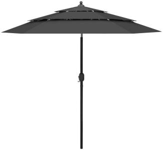 vidaXL Sonnenschirm mit Aluminium-Mast 3-lagig Anthrazit 2,5 m