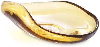 Casa Padrino Luxus Glasschale Gelb 42 x 28 x H. 12,5 cm - Mundgeblasene Deko Glas Obstschale - Glas Deko Accessoirs - Luxus Kollektion