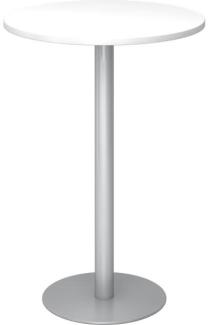 Stehtisch STH08 rund, 80cm, Weiß / Silber