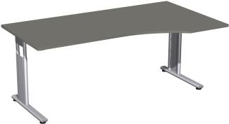 PC-Schreibtisch rechts, höhenverstellbar, 180x100cm, Graphit / Silber