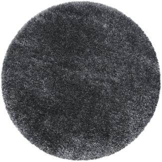 Hochflor Teppich Baquoa rund - 80 cm Durchmesser - Grau