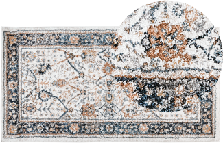 Teppich beige blau orientalisches Muster 80 x 150 cm Kurzflor ARATES
