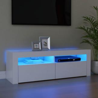 vidaXL TV-Schrank mit LED-Leuchten, Weiß matt, 120x35x40 cm