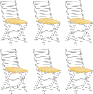 Sitzkissen für Stuhl TOLVE 6er Set gelb weiß geometrisches Muster 31 x 39 x 5 cm