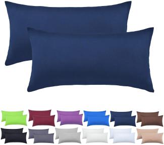 NatureMark 2er Pack Jersey Kissenbezug Kissenhülle Kissenbezüge Seitenschläferkissen Nackenkissen viele Größen und Farben ÖKO-TEX (40 x 80 cm, Navy blau)