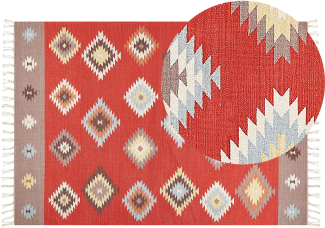 Kelim Teppich Baumwolle mehrfarbig 160 x 230 cm geometrisches Muster Kurzflor LORUT