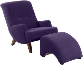 Sessel Kajsa Bezug Veloursstoff Buche nussbaum dunkel / violett 21324