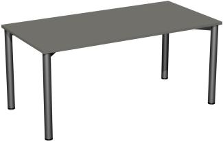 Schreibtisch '4 Fuß Flex', feste Höhe 160x80cm, Graphit / Anthrazit