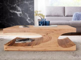 Couchtisch Massivholztisch BUANA 118x70x38 cm mit Ablage Holz Akazie