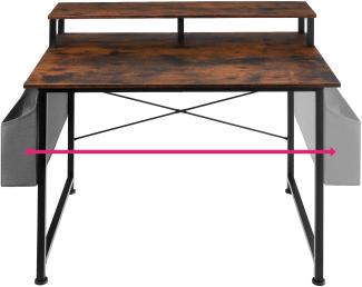 Schreibtisch mit Ablage und Stofftasche - Industrial dunkelbraun, 120 cm