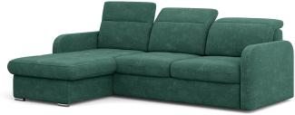 MEBLINI Schlafcouch mit Bettkasten - Ecksofa mit Schlaffunktion - Sofa mit Relaxfunktion und Kopfstützen - Couch L-Form - Eckcouch - Wohnlandschaft - EMERALD - 215x167x84cm - Grün Webstoff