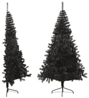 Künstlicher Halb-Weihnachtsbaum mit Ständer Schwarz 240 cm PVC