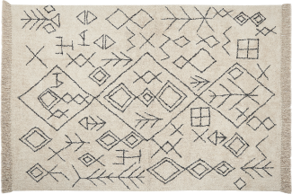 Teppich Baumwolle beige schwarz 160 x 230 cm geometrisches Muster Kurzflor SOMEK