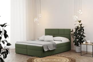 Boxspringbett Schlafzimmerbett CALVIN 120x220cm in Stoff Matt Velvet Olive