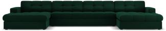 Micadoni 5-Sitzer Samtstoff Panorama Sofa Justin | Bezug Bottle Green | Beinfarbe Black Plastic
