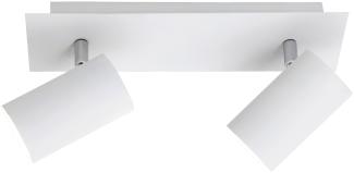 Zeitloser LED Deckenstrahler aus weißem Metall mit 2 schwenkbaren Spots