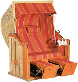 Sonnenpartner Strandkorb Classic 2-Sitzer Halbliegemodell natur/orange mit Sonderausstattung