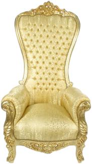 Casa Padrino Barock Thron Sessel Majestic Gold Muster / Gold - Riesensessel -Thron Stuhl Tron