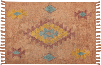 Teppich Baumwolle orange 140 x 200 cm geometrisches Muster IGDIR