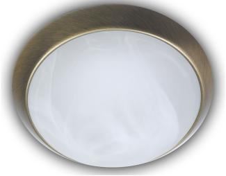 Deckenleuchte rund, Glas Alabaster, Dekorring Altmessing, Ø 30cm