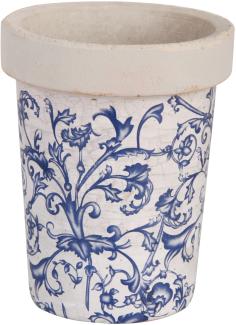 Umtopf Blumentopf in weiß - blau aus Keramik