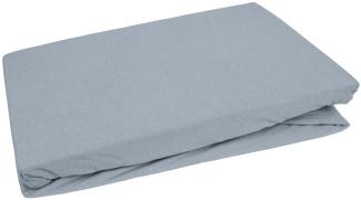 Bettwaesche-mit-Stil Jersey Spannbettlaken grau blau 90 – 100 x200cm Höhe bis 30cm