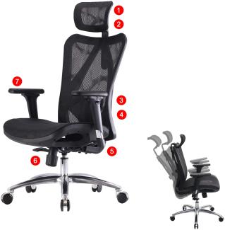 Bürostuhl HWC-J87, Schreibtischstuhl, ergonomisch verstellbare Armlehne 150kg belastbar ~ Bezug schwarz, Gestell schwarz