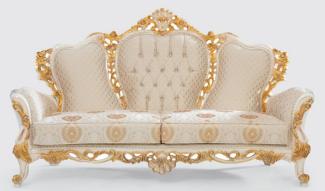 Casa Padrino Luxus Barock Sofa Creme / Weiß / Gold 230 x 95 x H. 130 cm