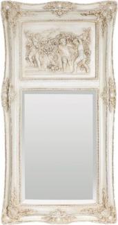 Casa Padrino Barock Spiegel Antik Weiß / Beige 61 x H. 117 cm - Rechteckiger Wandspiegel im Barockstil - Prunkvoller Antik Stil Garderoben Spiegel - Barock Interior - Handgefertigte Barock Möbel