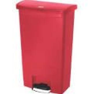 Rubbermaid Commercial Products Slim Jim 1883563 15 Litre Front Step Step-On Resin Wastebasket - Red